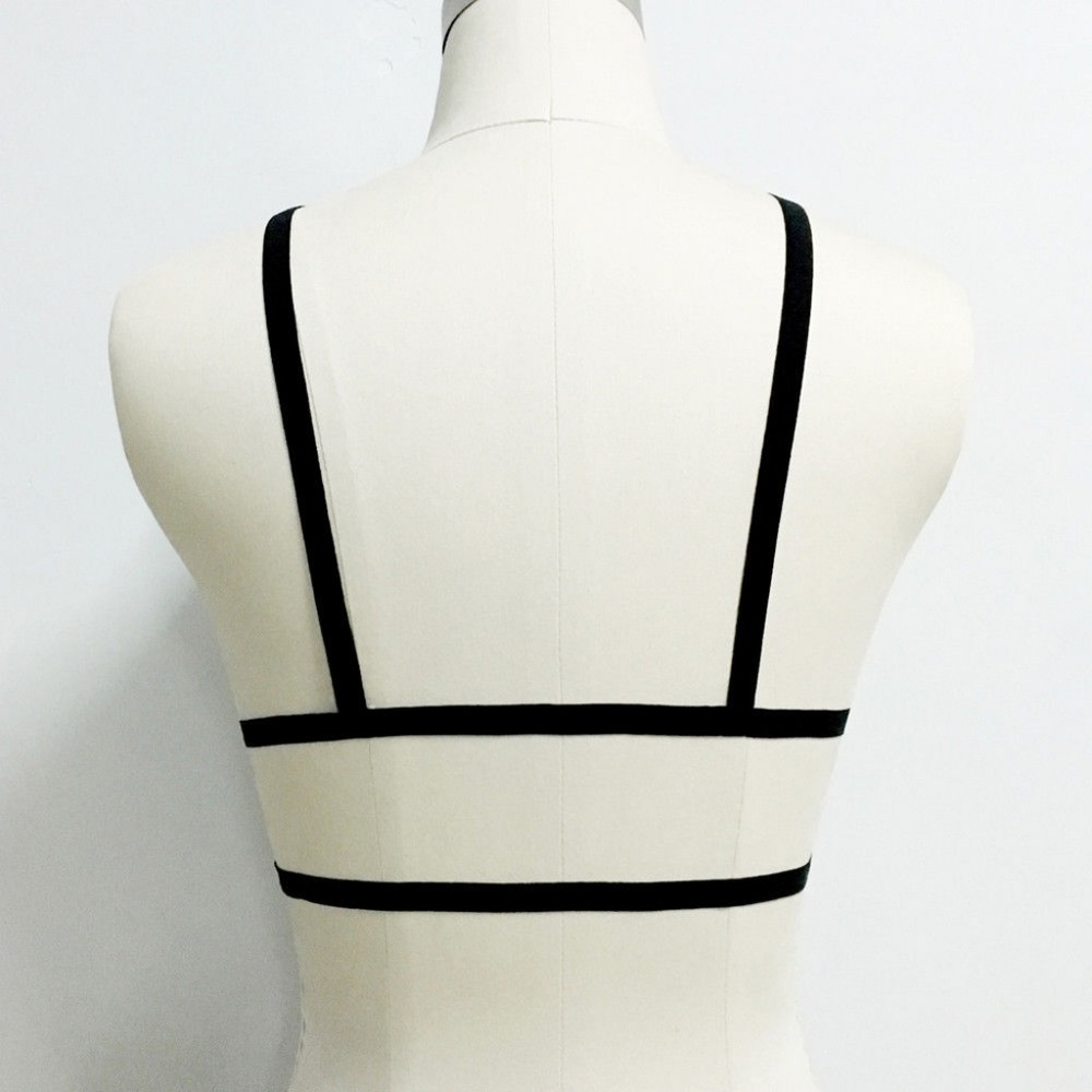 Black Strappy Star Harness Bralette O/S - Picture 3 of 8